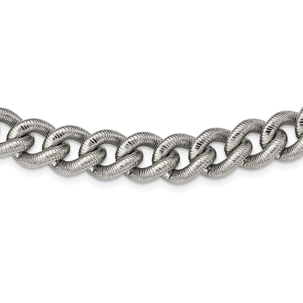 Chisel Stainless Steel Polished and Textured 14.5mm 23.75 inch Curb Chain SRN2876-23.75