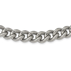 Chisel Stainless Steel Polished and Textured 14.5mm 23.75 inch Curb Chain SRN2876-23.75