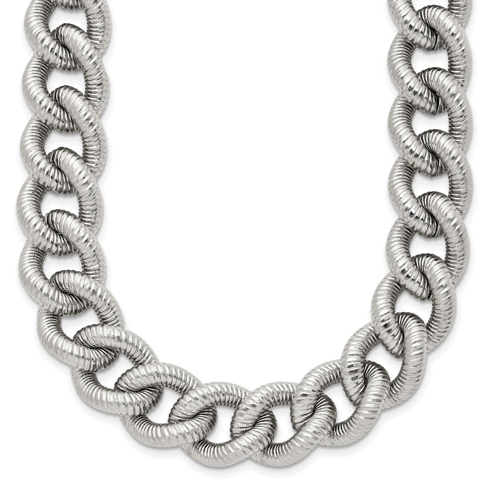 Chisel Stainless Steel Polished and Textured 14.5mm 23.75 inch Curb Chain SRN2876-23.75