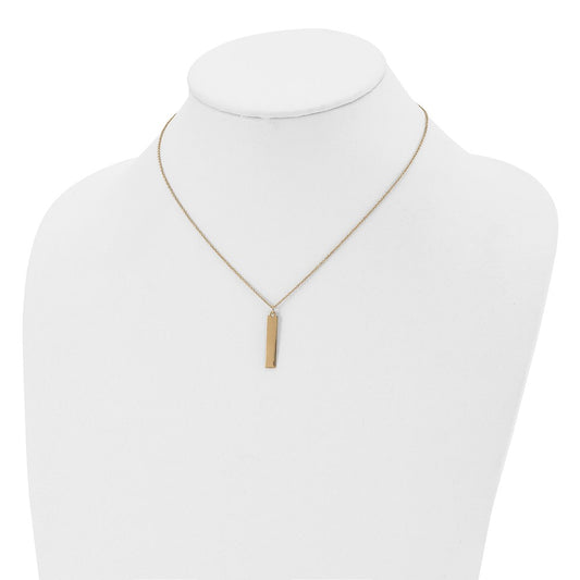 Chisel Stainless Steel Polished Yellow IP-plated Bar Dangle on a 16 inch Cable Chain Necklace SRN2908-16