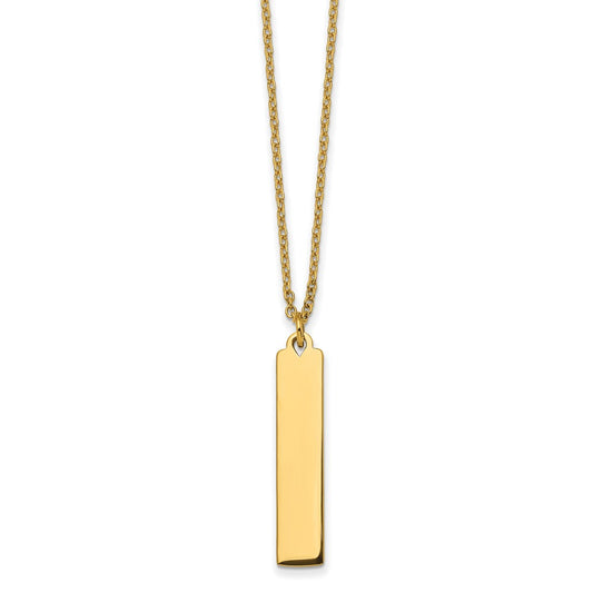 Chisel Stainless Steel Polished Yellow IP-plated Bar Dangle on a 16 inch Cable Chain Necklace SRN2908-16