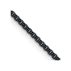 Chisel Stainless Steel Polished Blue and Grey IP-plated 2.5mm 18 inch Box ChainSRN2915