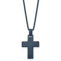Chisel Stainless Steel Brushed and Polished Dark Grey IP-plated Cross on a 22in Box Chain Necklace SRN2938-22