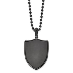 Chisel Stainless Steel Brushed and Polished Black IP-plated Shield Pendant on a 22 inch Ball Chain Necklace SRN2944-22