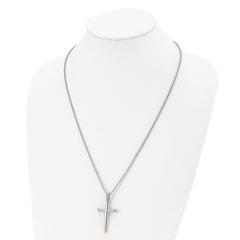 Chisel Stainless Steel Polished Yellow IP-plated Bullet Cross Pendant on a 24 inch Box Chain Necklace SRN2948-24