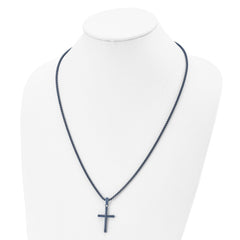 Chisel Stainless Steel Polished Dark Grey IP-plated Cross Pendant on a 24 inch Box Chain Necklace SRN2951-24
