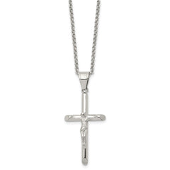 Chisel Stainless Steel Polished Crucifix Pendant on a 22 inch Rolo Chain Necklace SRN2960-22