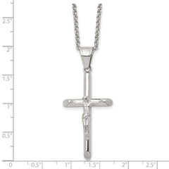 Chisel Stainless Steel Polished Crucifix Pendant on a 22 inch Rolo Chain Necklace SRN2960-22