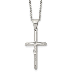 Chisel Stainless Steel Polished Crucifix Pendant on a 22 inch Rolo Chain Necklace SRN2960-22