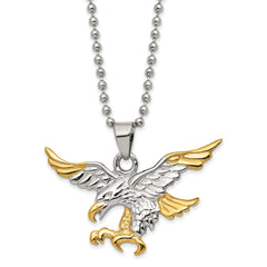 Chisel Stainless Steel Polished Yellow IP-plated Eagle Pendant on a 22 inch Ball Chain Necklace SRN2995-22