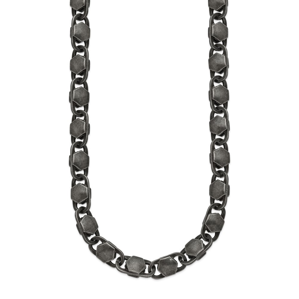Chisel Stainless Steel Antiqued and Brushed 8.50mm 24 inch Necklace SRN3043-24