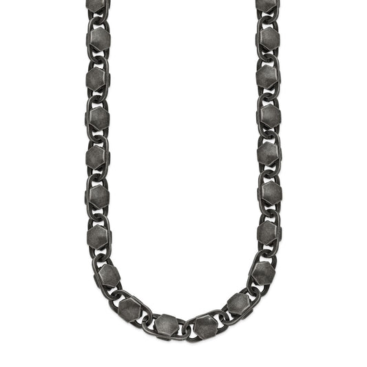 Chisel Stainless Steel Antiqued and Brushed 8.50mm 24 inch Necklace SRN3043-24
