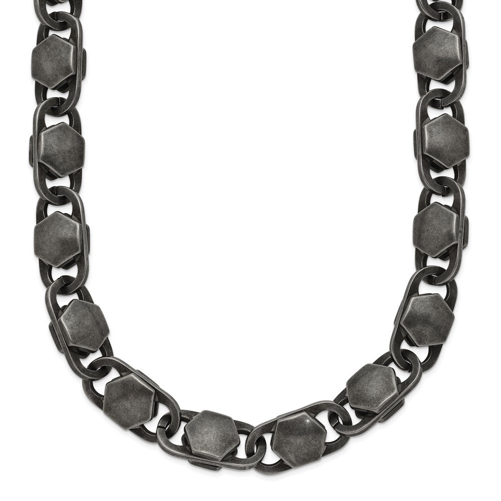 Chisel Stainless Steel Antiqued and Brushed 8.50mm 24 inch Necklace SRN3043-24