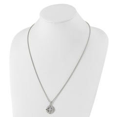 Chisel Stainless Steel Polished Compass Pendant on a 22 inch Box Chain Necklace SRN3075-22