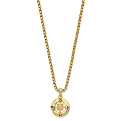 Chisel Stainless Steel Polished Yellow IP-plated Compass Pendant on a 22 inch Box Chain Necklace SRN3075Y-22