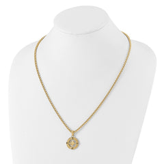 Chisel Stainless Steel Polished Yellow IP-plated Compass Pendant on a 22 inch Box Chain Necklace SRN3075Y-22