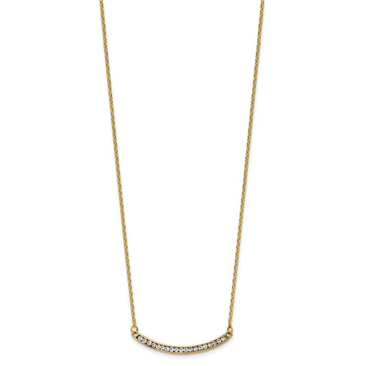 Chisel Stainless Steel Polished Yellow IP-plated Preciosa Crystal Curved Bar on a 17.75 inch Cable Chain with a 2 inch Extension Necklace SRN3078-17.75