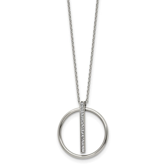 Chisel Stainless Steel Polished with Preciosa Crystal Pendant on a 16 inch Cable Chain with a 2 inch Extension Necklace SRN3081-16