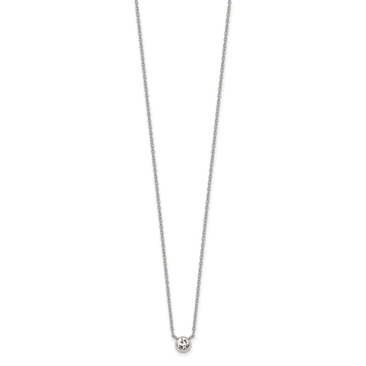 Chisel Stainless Steel Polished Glass Pendant on a 16 inch Cable Chain with a 2 inch Extension Necklace SRN3084-16