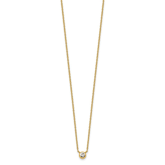 Chisel Stainless Steel Polished Yellow IP-plated Glass Pendant on a 16 inch Cable Chain with a 2 inch Extension Necklace SRN3085-16