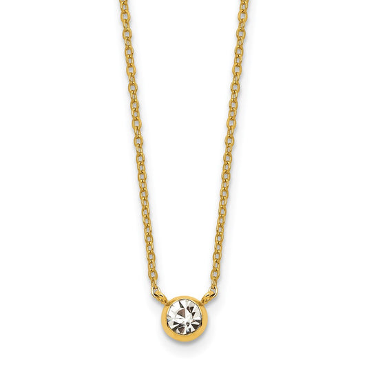 Chisel Stainless Steel Polished Yellow IP-plated Glass Pendant on a 16 inch Cable Chain with a 2 inch Extension Necklace SRN3085-16