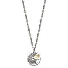 Chisel Stainless Steel Polished Acid Etched Psalm 23 Pendant on a 24 inch Curb Chain Necklace SRN3095-24