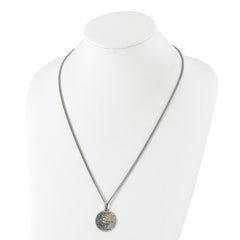 Chisel Stainless Steel Polished Acid Etched Psalm 23 Pendant on a 24 inch Curb Chain Necklace SRN3095-24