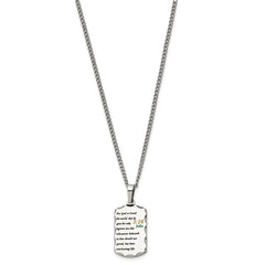 Chisel Stainless Steel Polished Acid Etched John 3:16 Dog Tag on a 24 inch Curb Chain Necklace SRN3096-24