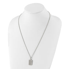 Chisel Stainless Steel Polished Acid Etched John 3:16 Dog Tag on a 24 inch Curb Chain Necklace SRN3096-24