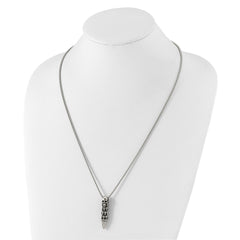 Chisel Stainless Steel Antiqued and Polished Bullet with Skulls Pendant on a 25.5 inch Box Chain Necklace SRN3101-25.5