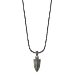 Chisel Stainless Steel Antiqued and Polished Arrow Pendant on a 28 inch Box Chain Necklace SRN3114-28