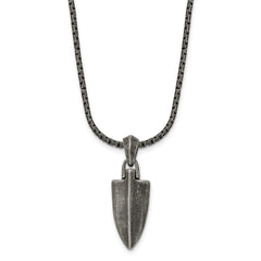 Chisel Stainless Steel Antiqued and Polished Arrow Pendant on a 28 inch Box Chain Necklace SRN3114-28