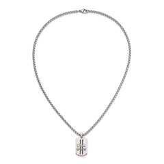Chisel Stainless Steel Polished Enameled USA and Stars Dog Tag on a 22 inch Box Chain NecklaceSRN3126-22