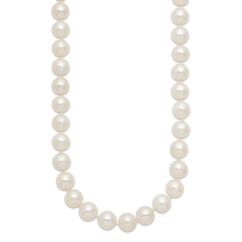 Chisel Stainless Steel Polished 9-10mm Hand Knotted White Round Freshwater Cultured Pearl 24 inch NecklaceSRN3161-24