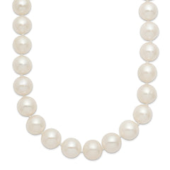 Chisel Stainless Steel Polished 9-10mm Hand Knotted White Round Freshwater Cultured Pearl 24 inch NecklaceSRN3161-24