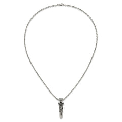 Chisel Stainless Steel Antiqued and Polished Bullet with Crown Pendant on a 24 inch Cable Chain NecklaceSRN3193-24