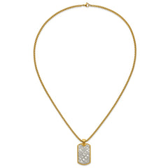 Chisel Stainless Steel Brushed and Textured Yellow IP-plated Dog Tag on a 24 inch Box Chain NecklaceSRN3211-24