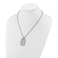 Chisel Stainless Steel Polished Diamond-cut Dog Tag on a 24 inch Cable Chain NecklaceSRN3212-24