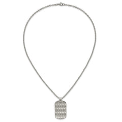 Chisel Stainless Steel Polished Diamond-cut Dog Tag on a 24 inch Cable Chain NecklaceSRN3212-24