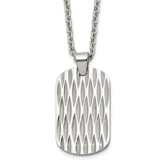 Chisel Stainless Steel Polished Diamond-cut Dog Tag on a 24 inch Cable Chain NecklaceSRN3212-24