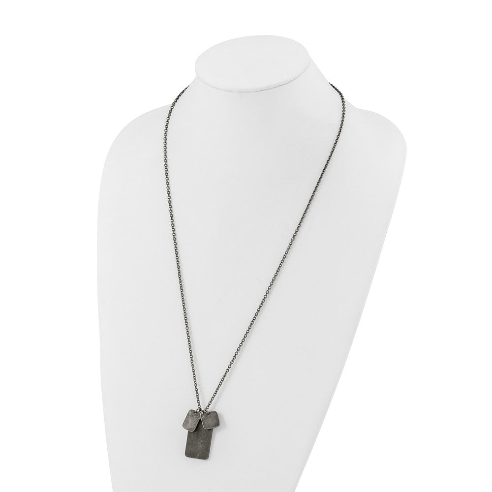 Chisel Stainless Steel Antiqued and Polished Dog Tags on a 27.5 inch Cable Chain NecklaceSRN3214-27.5