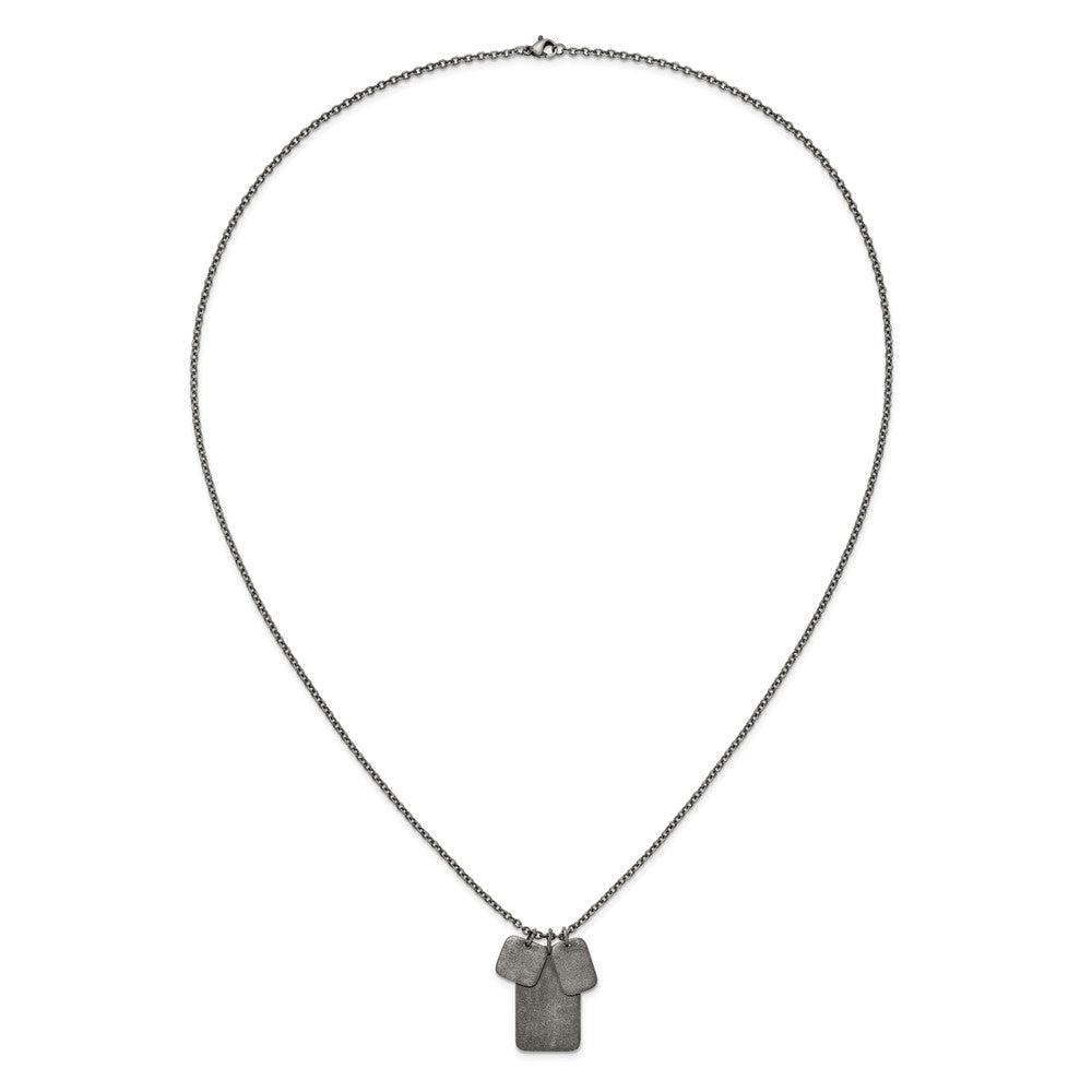 Chisel Stainless Steel Antiqued and Polished Dog Tags on a 27.5 inch Cable Chain NecklaceSRN3214-27.5