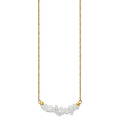 Chisel Stainless Steel Polished Yellow IP-plated White Jade on a 15 inch Plus a 2.75 inch Extension Cable Chain NecklaceSRN3220-15