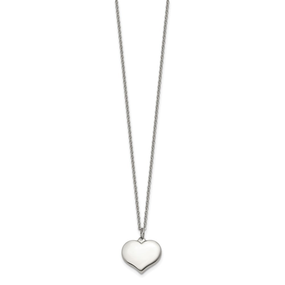 Chisel Stainless Steel Polished Heart Pendant on a 20.5 inch Plus 1 inch Extension Cable Chain NecklaceSRN3229-20.5