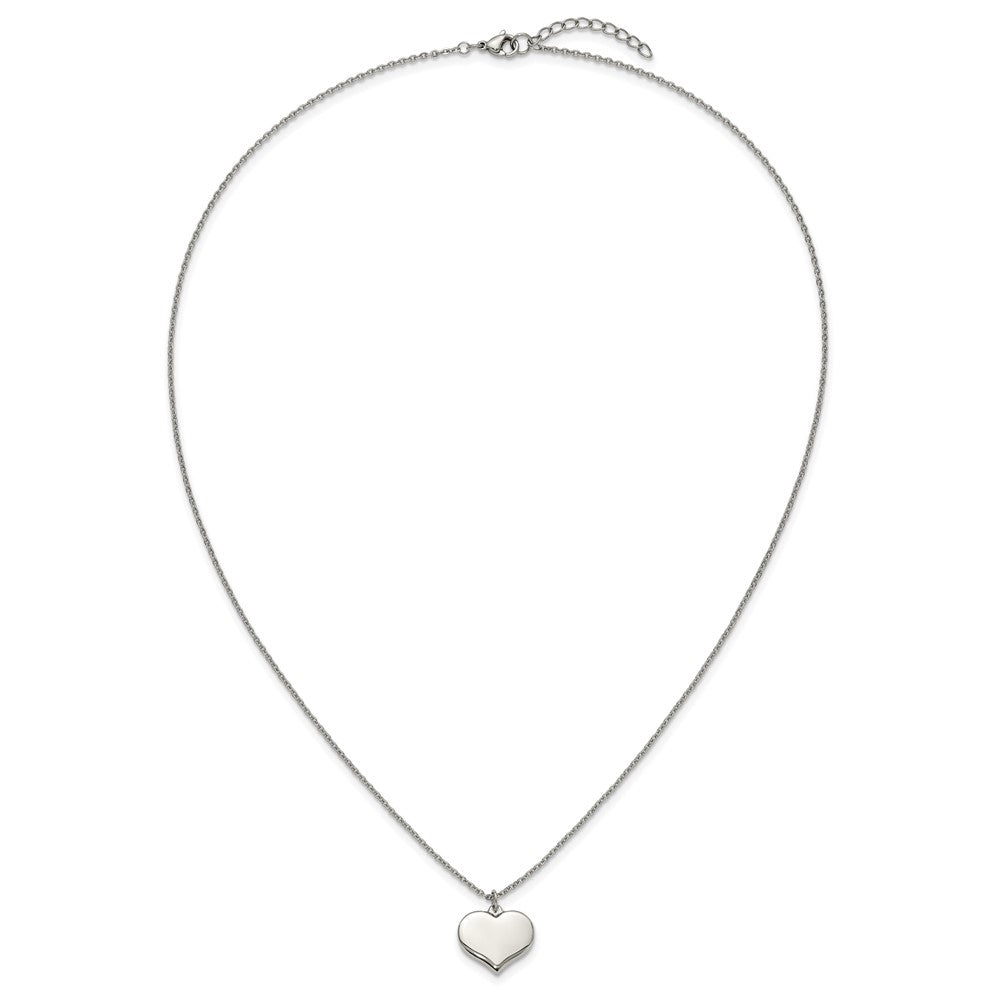 Chisel Stainless Steel Polished Heart Pendant on a 20.5 inch Plus 1 inch Extension Cable Chain NecklaceSRN3229-20.5