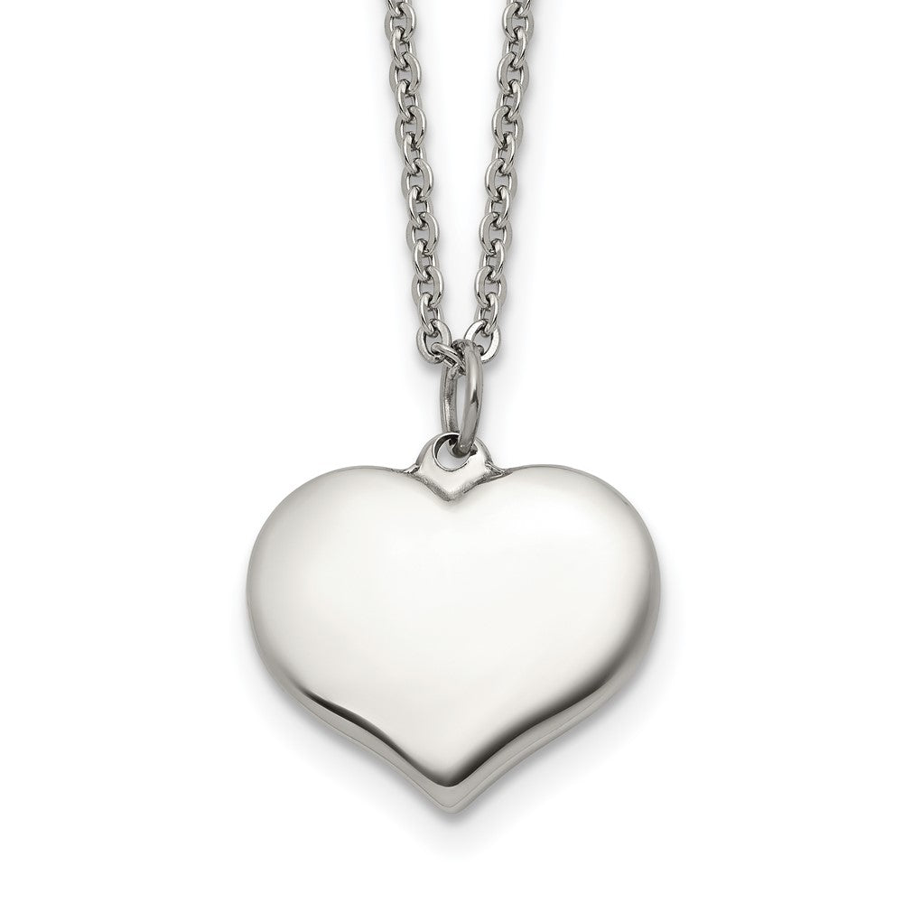 Chisel Stainless Steel Polished Heart Pendant on a 20.5 inch Plus 1 inch Extension Cable Chain NecklaceSRN3229-20.5