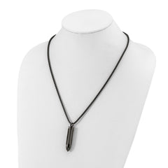 Chisel Stainless Steel Brushed and Polished Black IP-plated Bullet Capsule Pendant on a 22 inch Box Chain NecklaceSRN3231-22