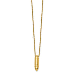 Chisel Stainless Steel Polished Yellow IP-plated Bullet Pendant on a 22 inch Cable Chain NecklaceSRN3234-22