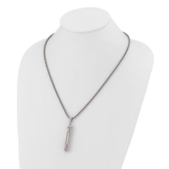 Chisel Stainless Steel Polished Bullet with Clear Vial Pendant on a 22 inch Box Chain NecklaceSRN3238-22