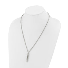 Chisel Stainless Steel Polished Bullet Capsule Pendant on a 20 inch Plus 2 inch Extension Cable Chain NecklaceSRN3242-20